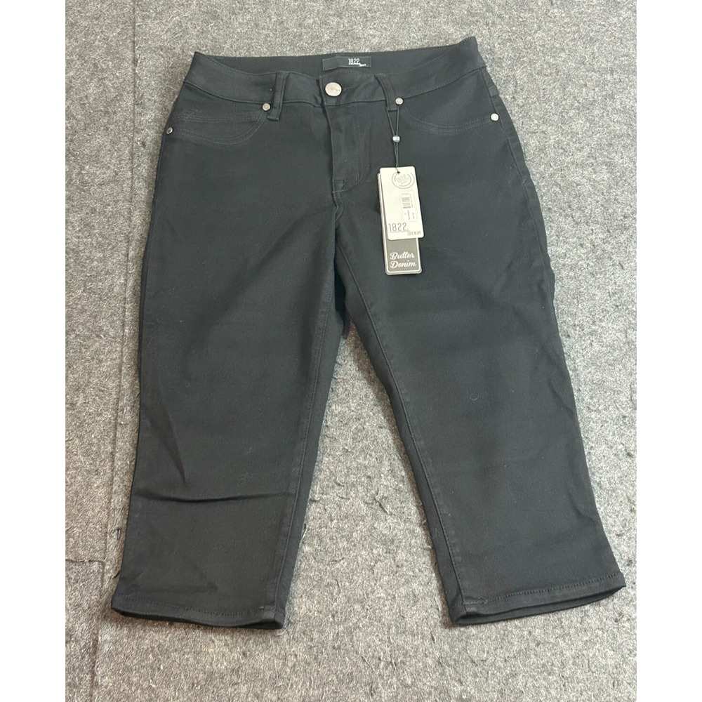 1822 Denim Butter Denim Black Capri Cropped Jeans Size 8 Brand NEW
